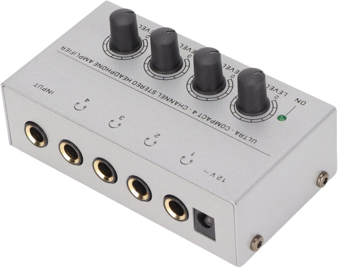 PUSOKEI Kopfhörerverstärker 4-Kanal-Stereo-Kopfhörer-Splitter, Extrem Rauscharmer, Kompakter Kopfhör