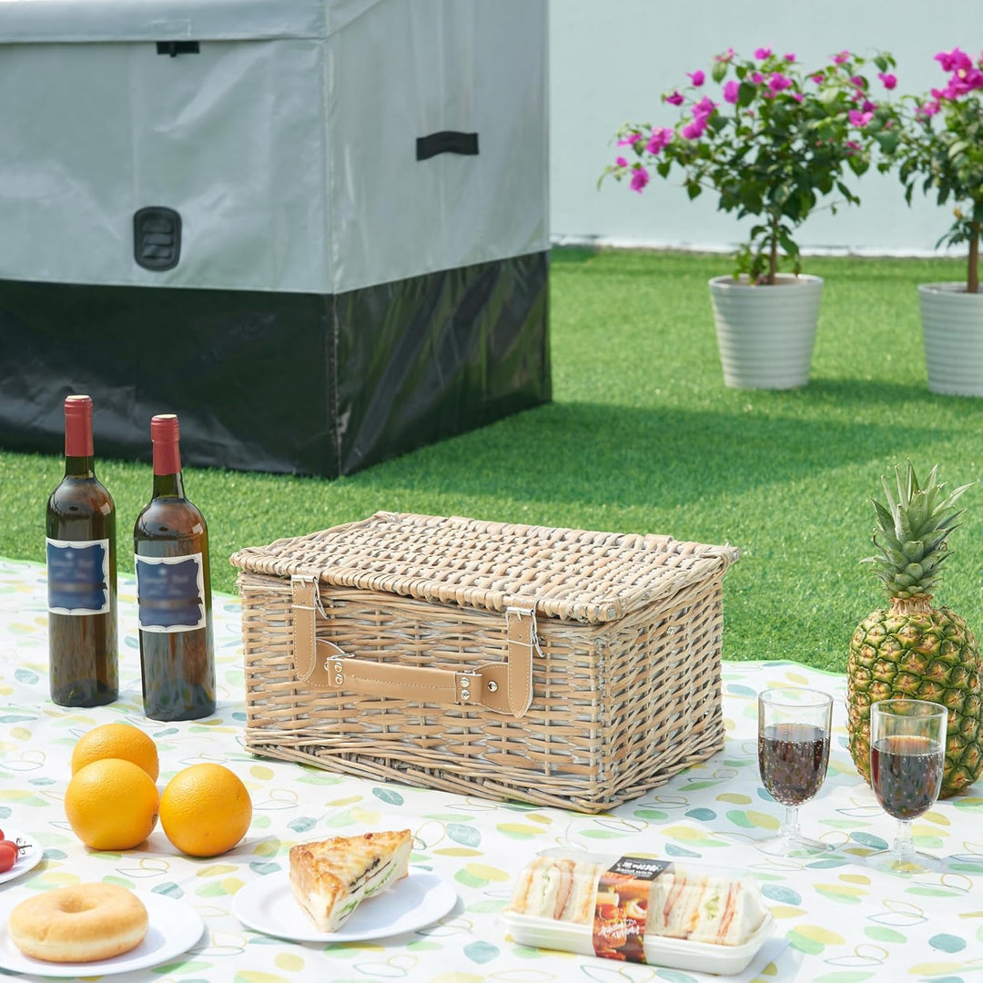 casa.pro Picknickkorb Lumparland Komplettset für 2 Personen mit Kühlfach Weidenkorb Picknickset aus