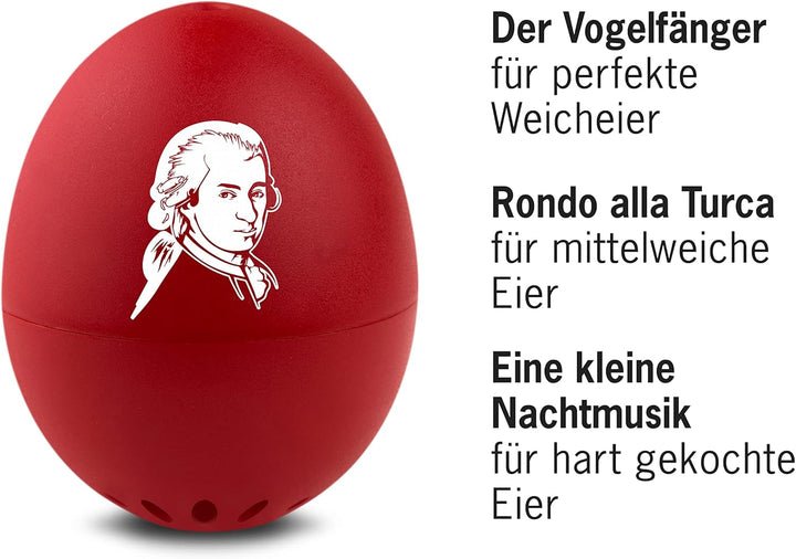 Mozart PiepEi - Singende Eieruhr zum Mitkochen - Eierkocher für 3 Härtegrade - Spielt Eine kleine Na