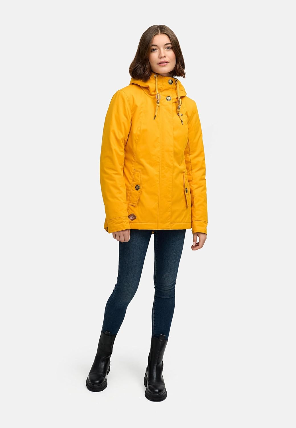 Ragwear Damen warme Winterjacke kurz mit Kapuze Monade XS-6XL L Curry22, L Curry22