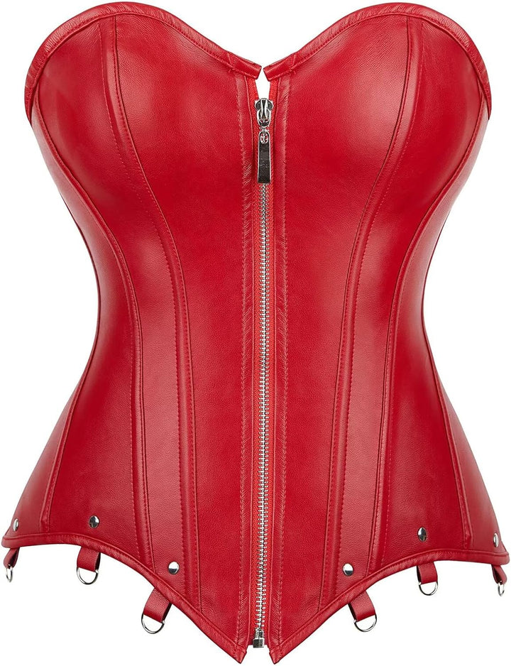 Josamogre Korsett Damen Kleid Leder Corsage Top Leather Corset Dress Sexy Oberteil Reissverschluss S