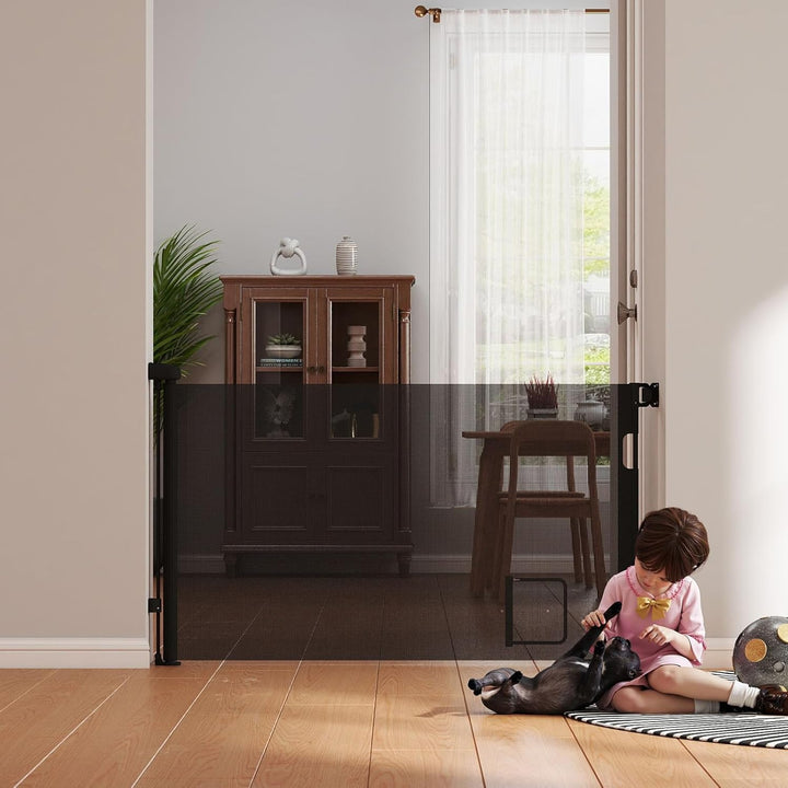0-180cm Baby Absperrgitter, Treppenschutzgitter Ausziehbare mit Katzenklappe, Türschutzgitter, Einzi