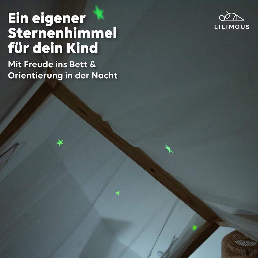 Hausbett Himmel mit leuchtenden Sternen - Betthimmel Hausbett Deko - Geschenk Mädchen & Jungen - Him