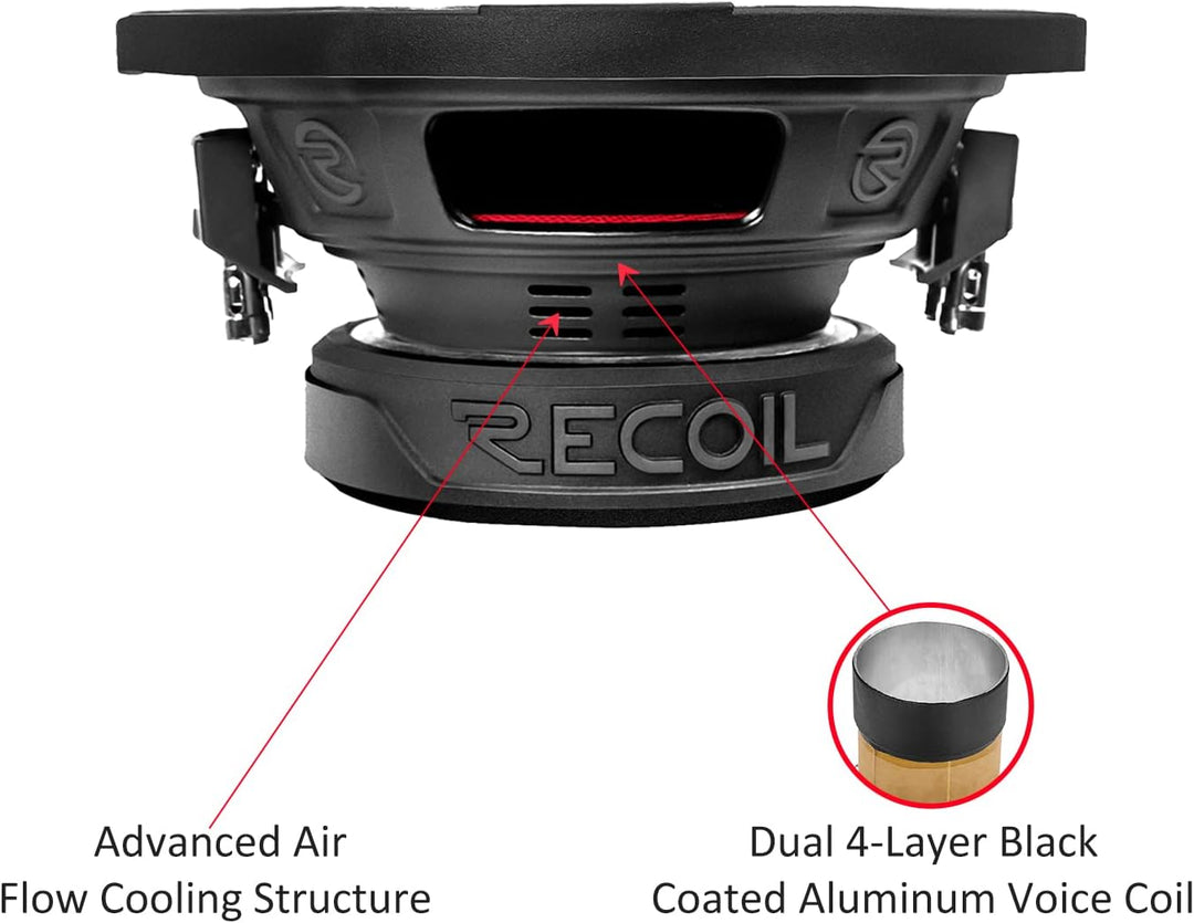 RECOIL IRW8D4 Auto Subwoofer 8 Zoll (20cm) Dual 4 Ohm 400W | 200W RMS, 2" 4-Lagen Schwingspule, Comp