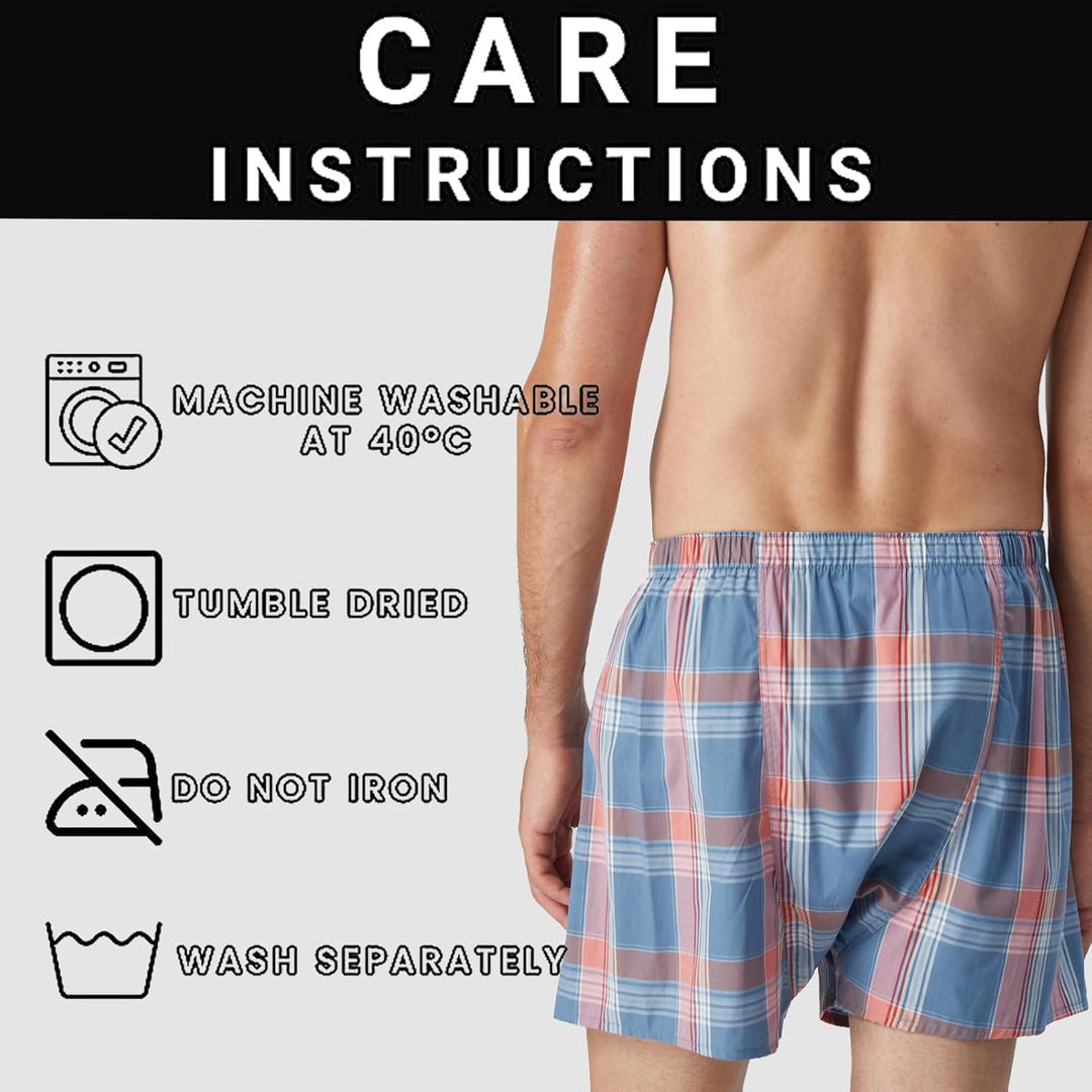 5Mayi Mens Boxers Shorts Multipack Woven Mens Underwear Pack Cotton Plaid Men's Boxers S C: Blau 5er