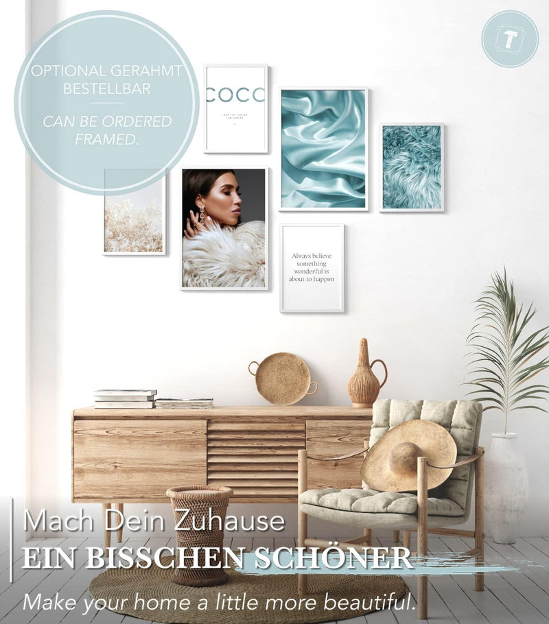 Papierschmiede® Mood Poster Set Coco Blue Furry, Bilder Wohnzimmer Deko Schlafzimmer, 2x DIN A3 (ca.