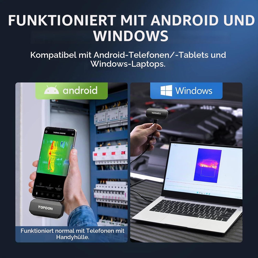 TOPDON Wärmebildkamera für Android TC001[Nur Android/Grau], 256 x 192 thermische Auflösung, Super IR