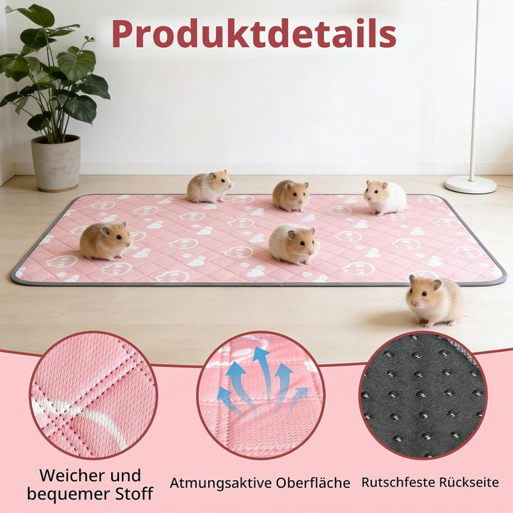 2 Stück 60x120cm Meerschweinchen Unterlage Waschbar: Pipipads Meerschweinchen, Rosa, wasserdichte Su