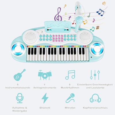 COSTWAY 37 Tasten Klaviertastatur mit Licht, Kinder Keyboard mit Ständer, Klavier Spielzeug elektron