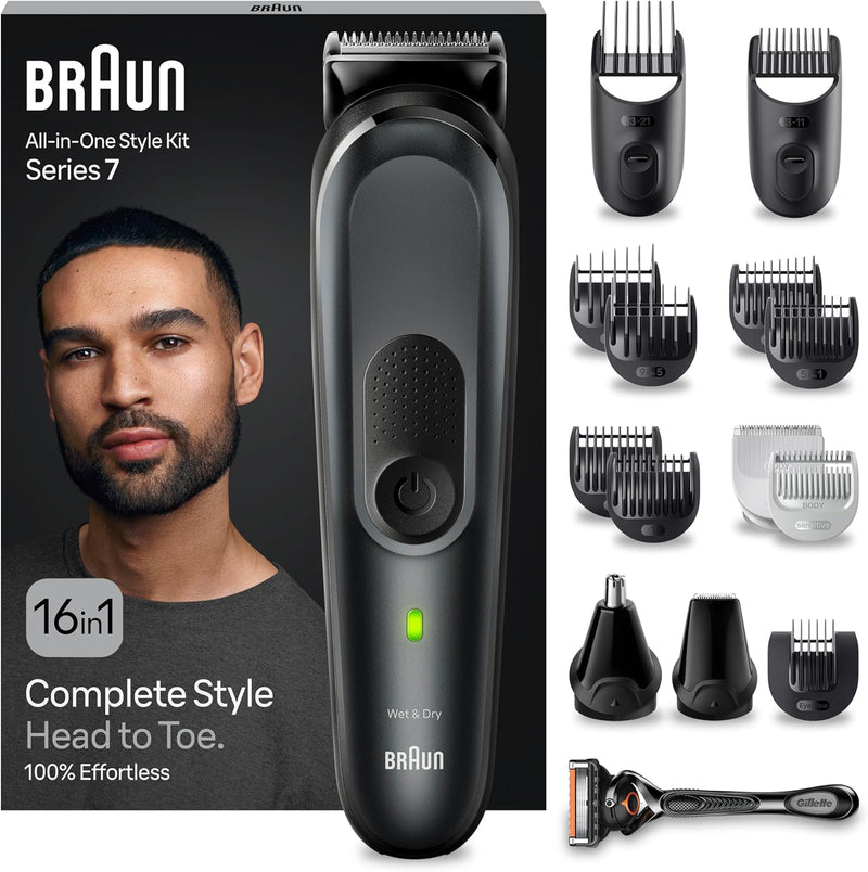 Braun All-In-One Bartpflege Bodygroomer Set, 16-in-1 Barttrimmer, Trimmer/Haarschneider Herren, Haar