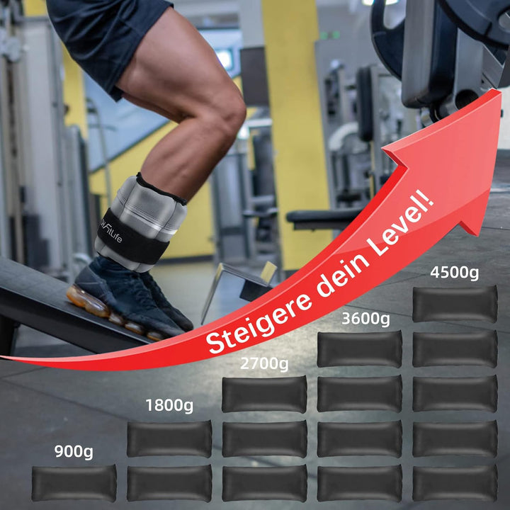 DH FitLife 2er-Set Fussgelenk Gewichtsmanschetten mit verstellbaren Gewichten für Beine | 2 Variatio