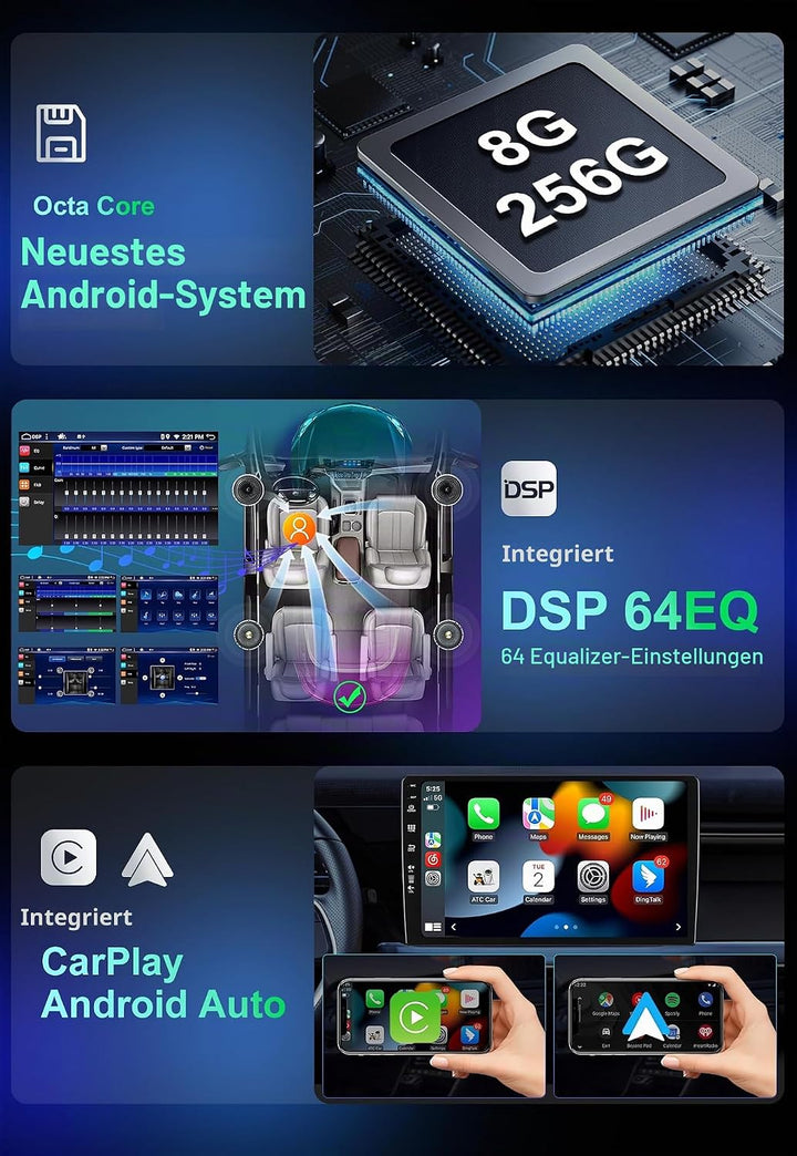 8G+256G Android 15 Autoradio Für VW Sharan II 7N Seat Alhambra II 2010-2021 GPS|Kamera+Mic|9 Zoll IP