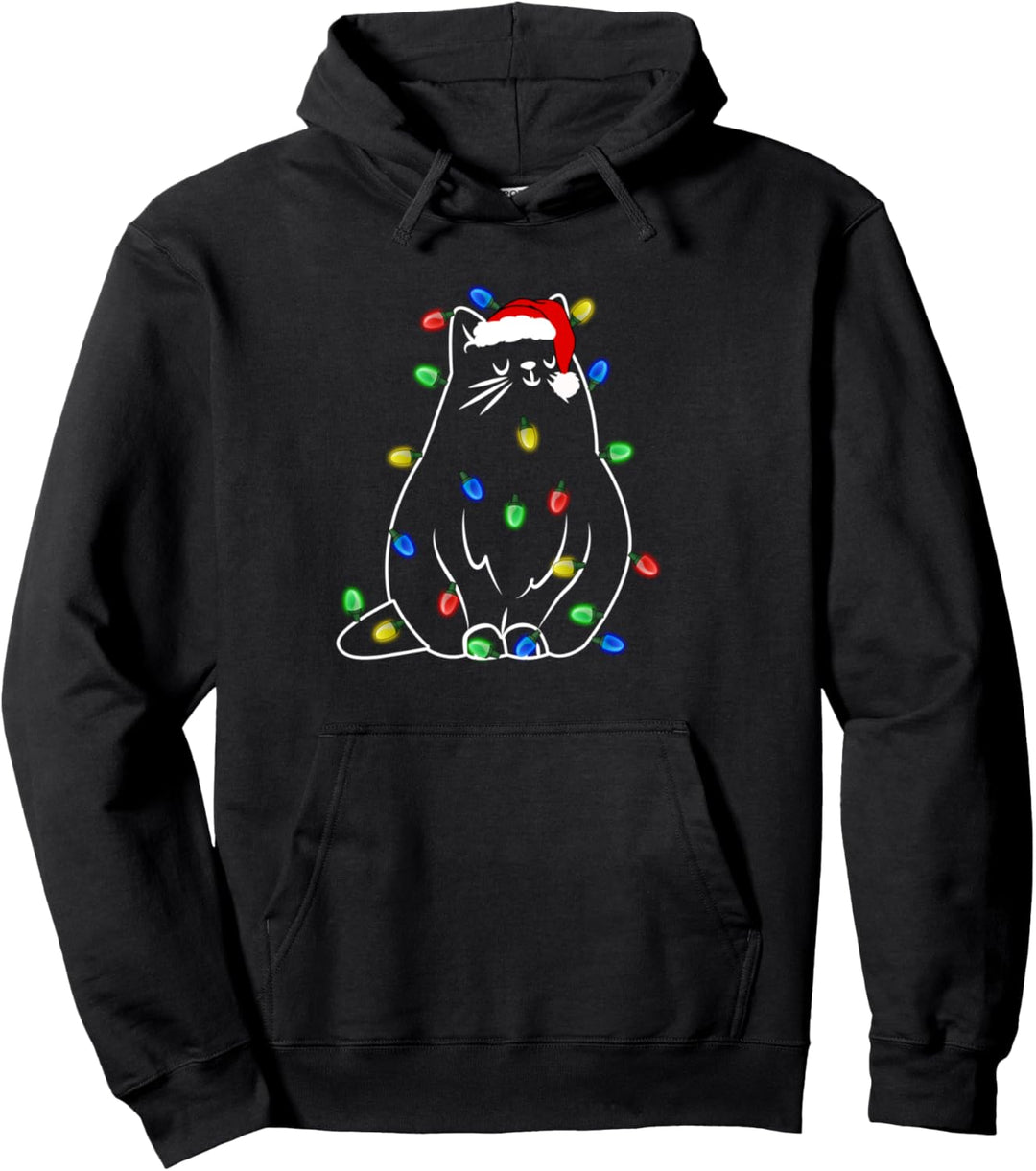 Lustiger Katzenbaum mit Weihnachtsbeleuchtung für Damen und Herren Pullover Hoodie