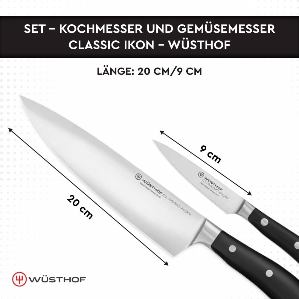 WÜSTHOF Classic Ikon Messersatz mit 2 Messern Koch- und, Koch- und Gemüsemesser, Single