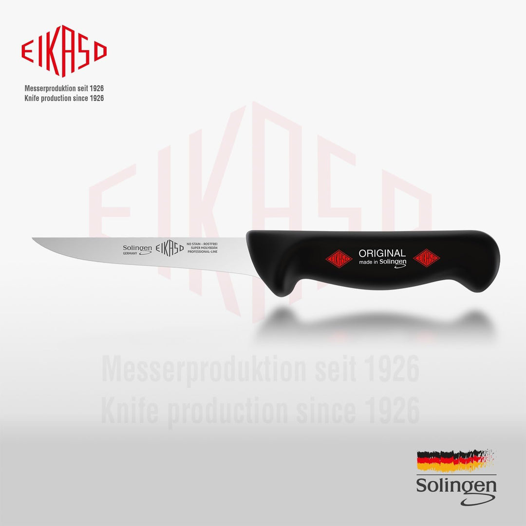 EIKASO Solingen Ausbeinmesser gerade 13cm Klinge steif aus Molybdänstahl 1.4116 Profi Fleischmesser