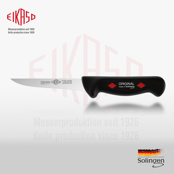 EIKASO Solingen Ausbeinmesser gerade 13cm Klinge steif aus Molybdänstahl 1.4116 Profi Fleischmesser