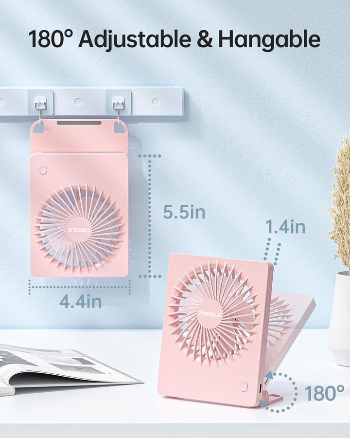 TriPole Schreibtisch Ventilator, 180° Tragbar mit 3-Geschwindigkeits USB, Ultradünner Mini für Home