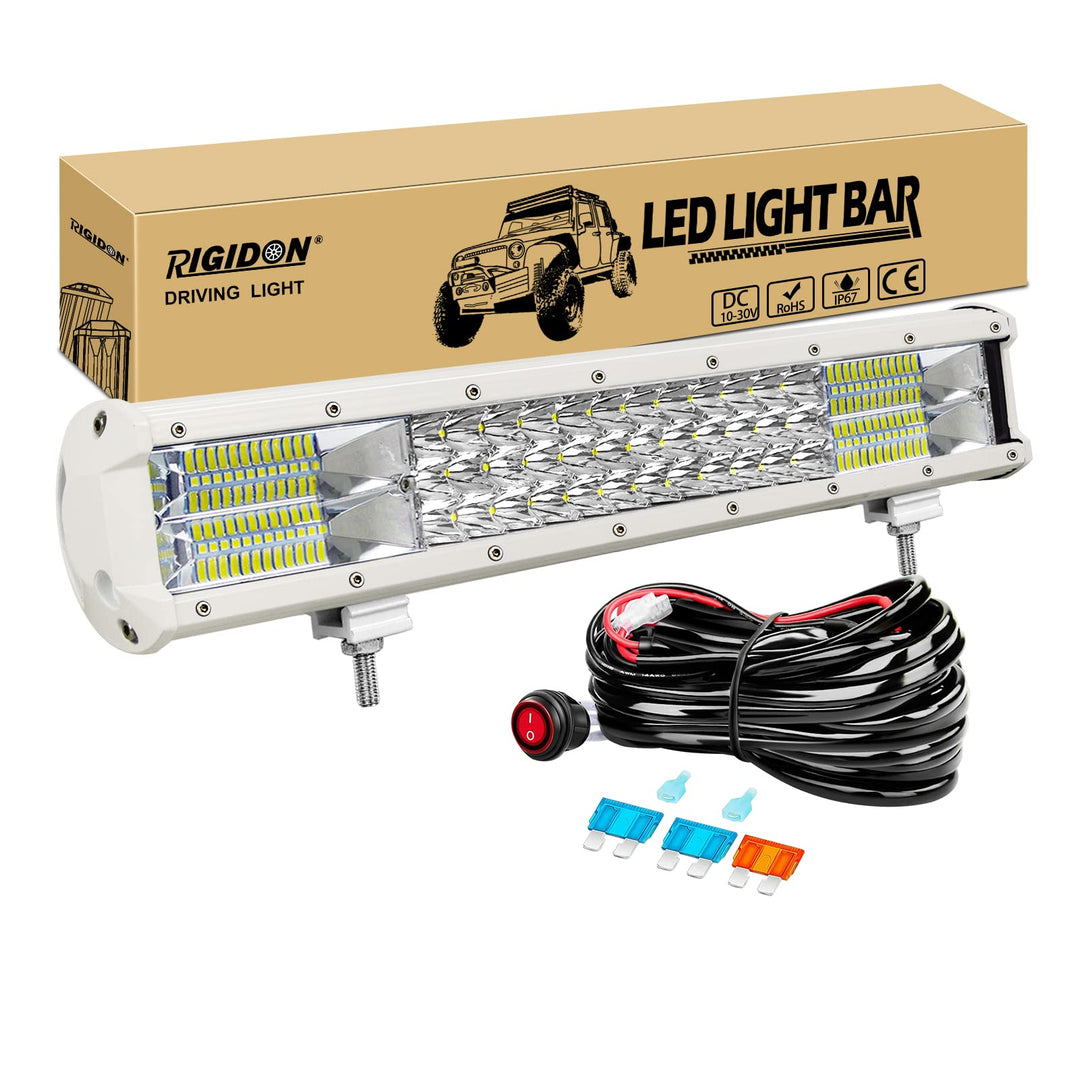 RIGIDON 18 Zoll 45 cm 252W aussen alu weiss led lichtleiste mit 12V kabelbaum kit, Wasserdicht warmw