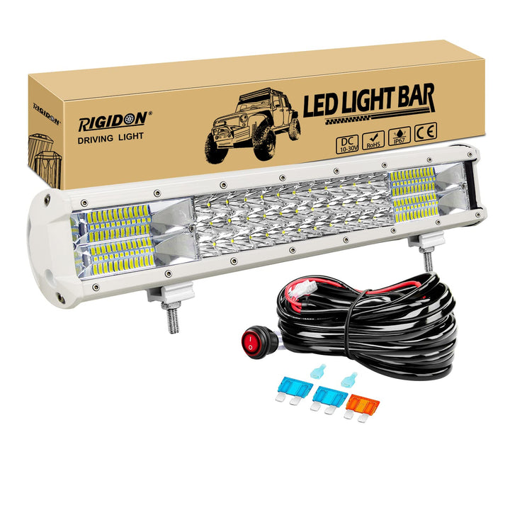 RIGIDON 18 Zoll 45 cm 252W aussen alu weiss led lichtleiste mit 12V kabelbaum kit, Wasserdicht warmw
