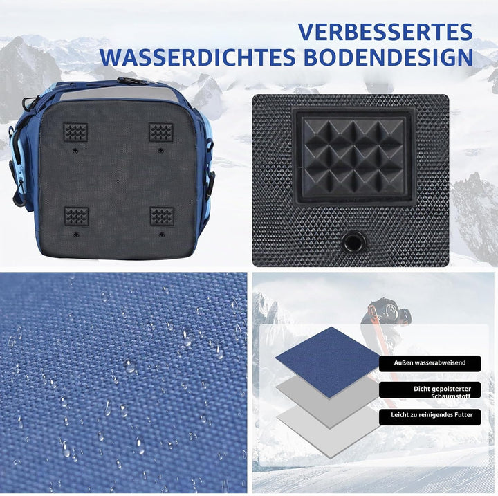 AUMTISC Skischuhtaschen mit Helmfach und Rucksackgurten, Skirucksack Skischuhrucksack mit Helmtasche