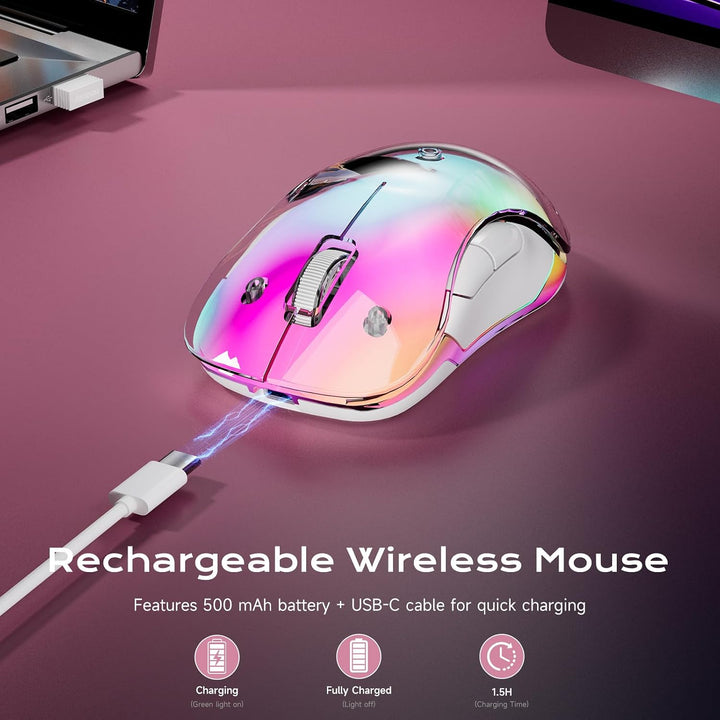memzuoix LED Kabellose Maus – Wiederaufladbare 2.4G Optische Maus mit Magnetischer Abdeckung, Sanfte