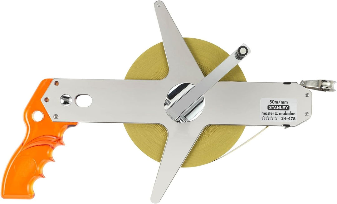 Stanley Rahmenbandmass Master II Stahl (50 m Länge, unempfindlich, 1 mm Markierung, mit Fixhaken) 1-