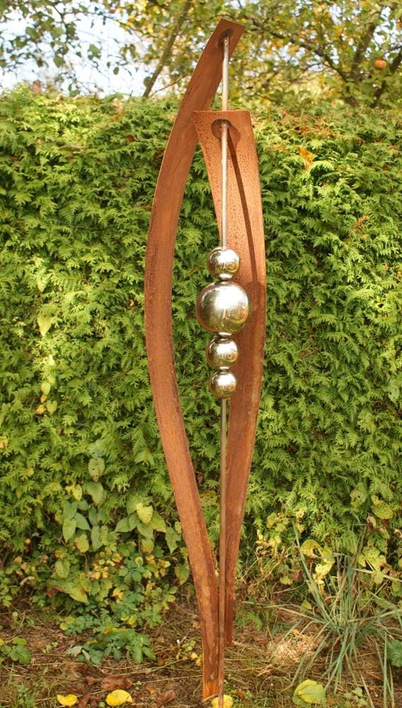 Gartendeko Rost Stecker mit 4 Edelstahlkugeln *