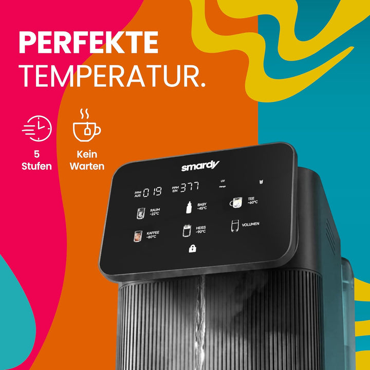 smardy blue tayma Osmoseanlage Auftisch, 5 Temperaturen, Heisswasser 90 °C | 5-stufige Umkehrosmosea