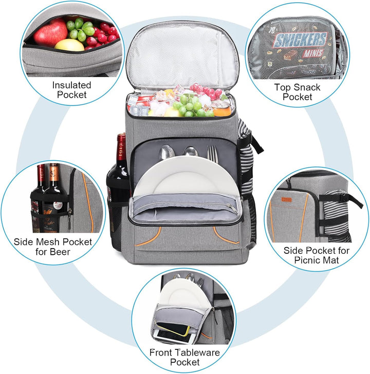Estarer Kühlrucksack 32L Kühltasche Picknickrucksack Wasserdichter Rucksack zum Kühl mit Flaschenöff