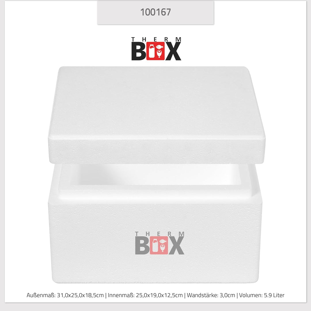 THERM BOX Styroporbox Verschiedene Grössen Volumen 1L bis 19L Isolierbox Thermobox Kühlbox Warmhalte
