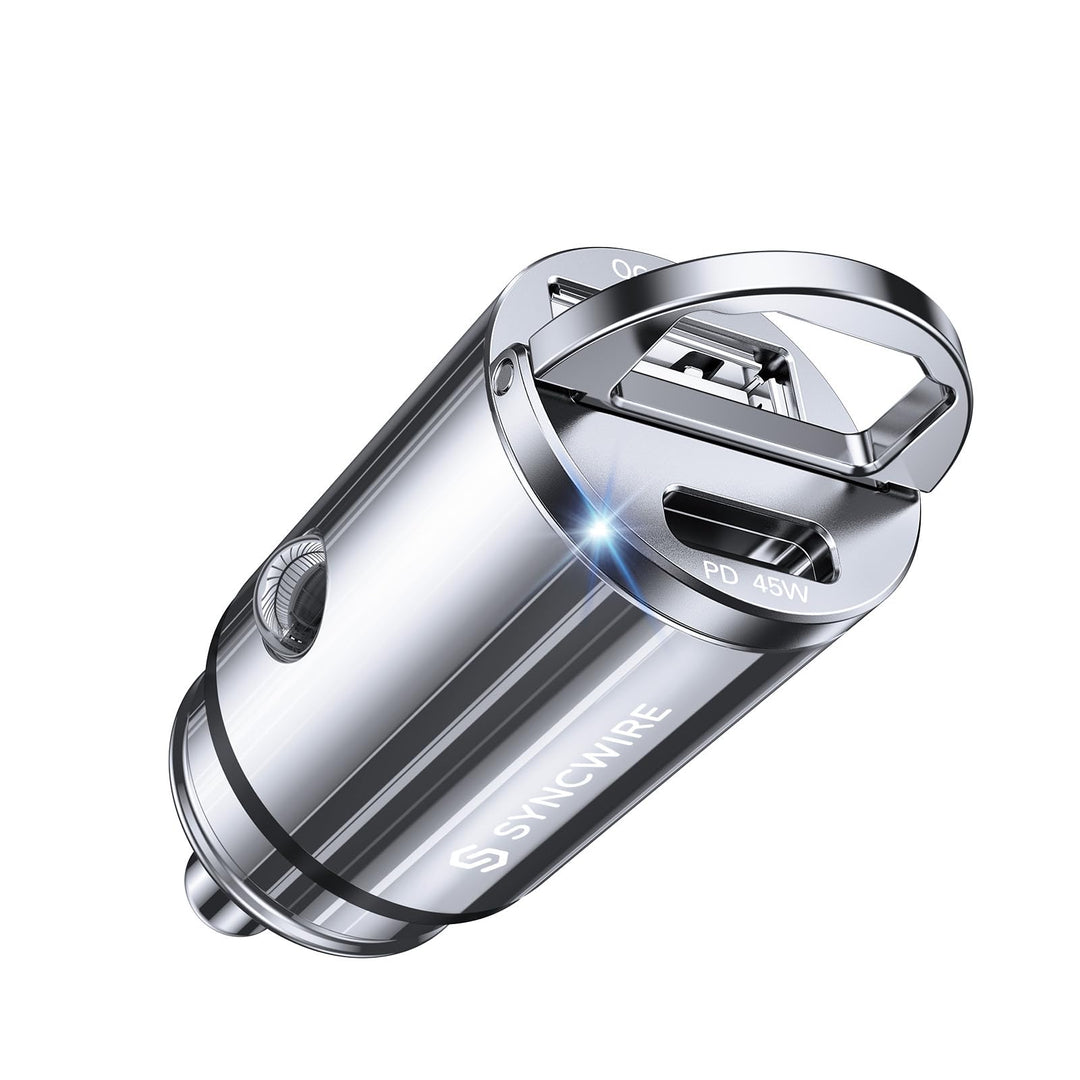 SYNCWIRE 90W Zigarettenanzünder USB C & USB Auto Adapter [PD 45W & QC 45W] Super Mini Ganzmetall KFZ