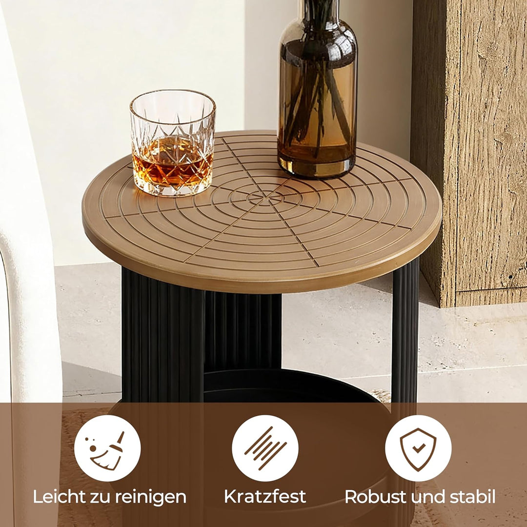 Hometopia Beistelltisch Rund - Modernes Industrie-Design mit 2 Ebenen - Kleiner Couchtisch Ø40cm in