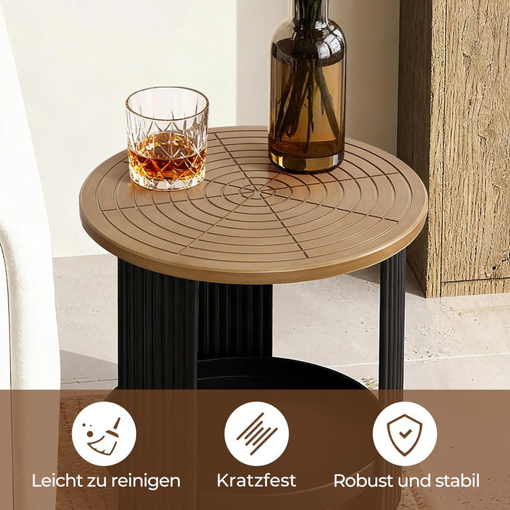 Hometopia Beistelltisch Rund - Modernes Industrie-Design mit 2 Ebenen - Kleiner Couchtisch Ø40cm in