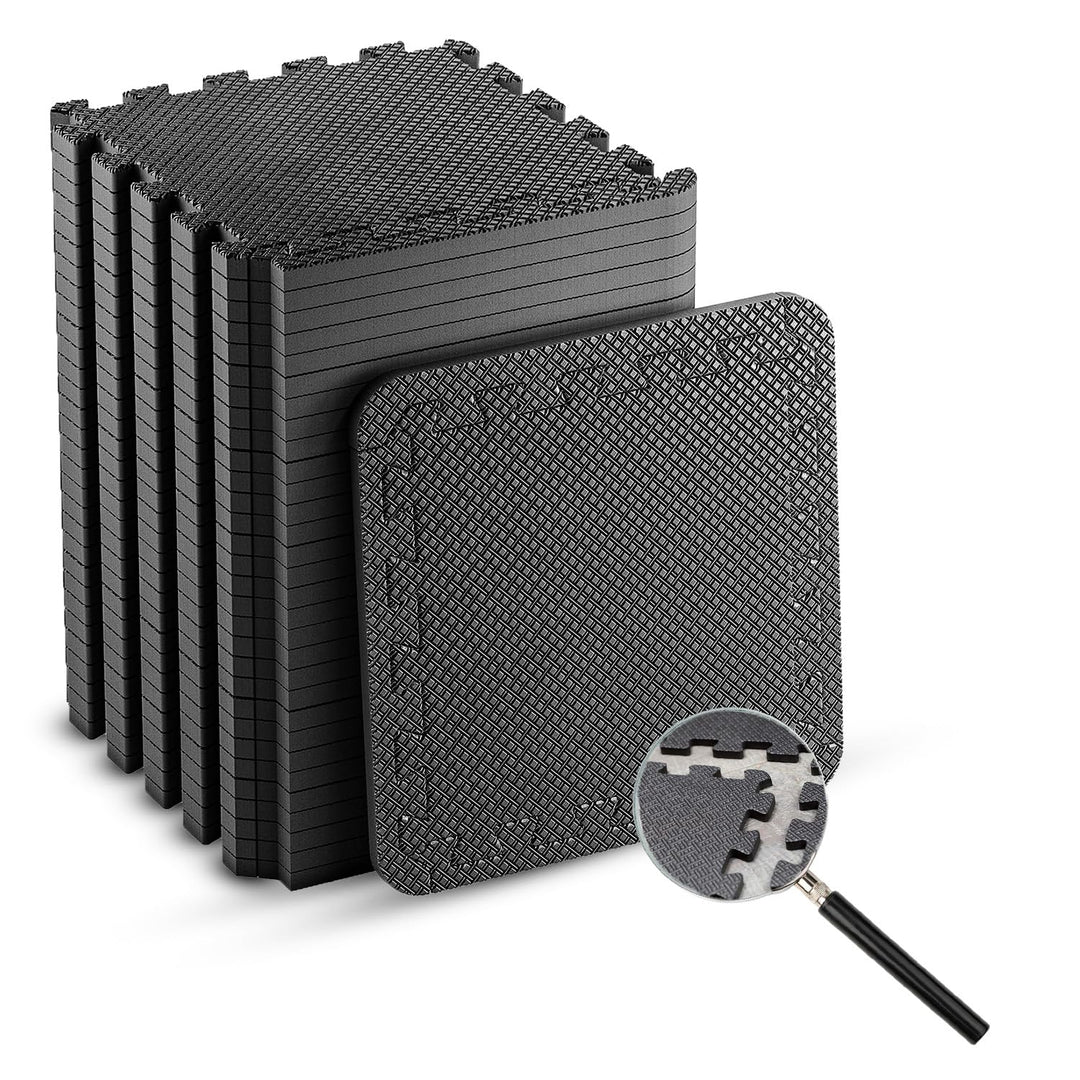 24 St. Bodenschutzmatte Fitness, mit Rand 20 St; Schwarz Viereckig je 30,5x30,5cm, 1cm Dick. Gesamt