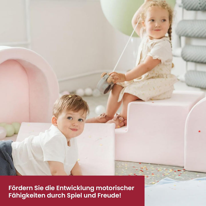 MEOWBABY Spielplatz aus Schaumstoff mit Bällebad 240x45cm - Schaumspielset mit 200 Bälle für Kinder,