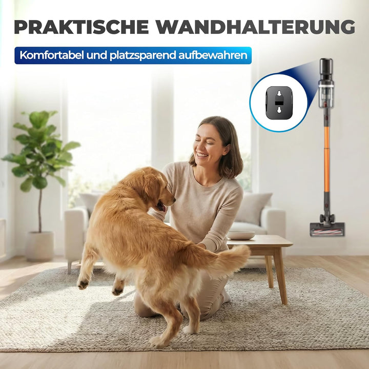 KLAMER Akku Staubsauger, 2-in-1 Staubsauger kabellos &amp; Handstaubsauger, Akkulaufzeit bis 60 min, Akk