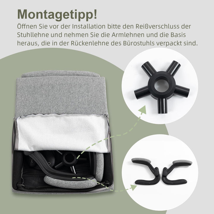 CASTLOVE Ergonomischer Bürostuhl - Schreibtischstuhl mit Rückenlehne - Hochklappbare Armlehne - Hohe