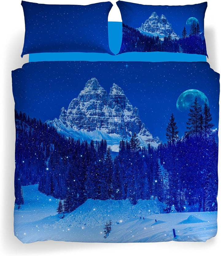 Caleffi Snow in The Blue Nigh Bettwäsche-Set, Baumwolle, Einzelbett, Doppelbett