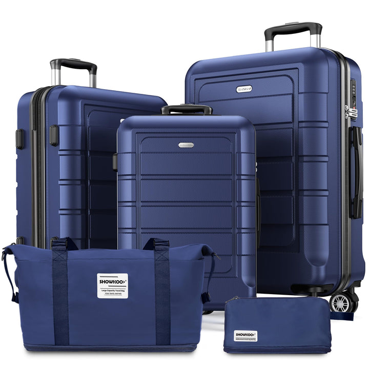 SHOWKOO Kofferset 5 Teilig Hartschale Leicht ABS+PC Erweiterbar Reisekoffer Haltbar Handgepäck Sets