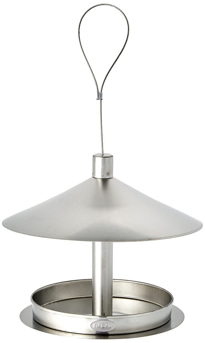 Habau 1771 Futterstation aus Edelstahl mit Kordel zum Aufhängen, Silber