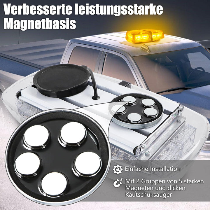 ROUTEKING 36 LED Warnleuchte - 12/24V Rundumkennleuchte Warnlicht 7 Modi Light Mit Super Magnetfuss,