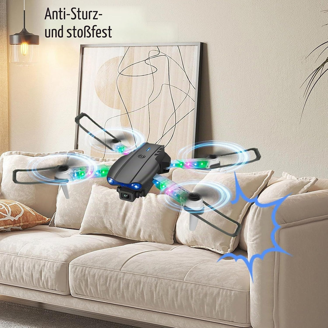 OBEST Drohne mit Kamera 1080P mit LED Lichter für Erwachsene, Faltbar Quadcopter mit WiFi Übertragun