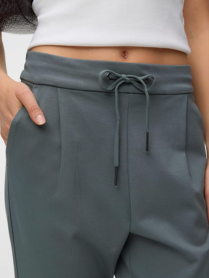 VERO MODA Eva Mid Rise Drawstring Trousers XS / 34L Balsam Green, XS / 34L Balsam Green