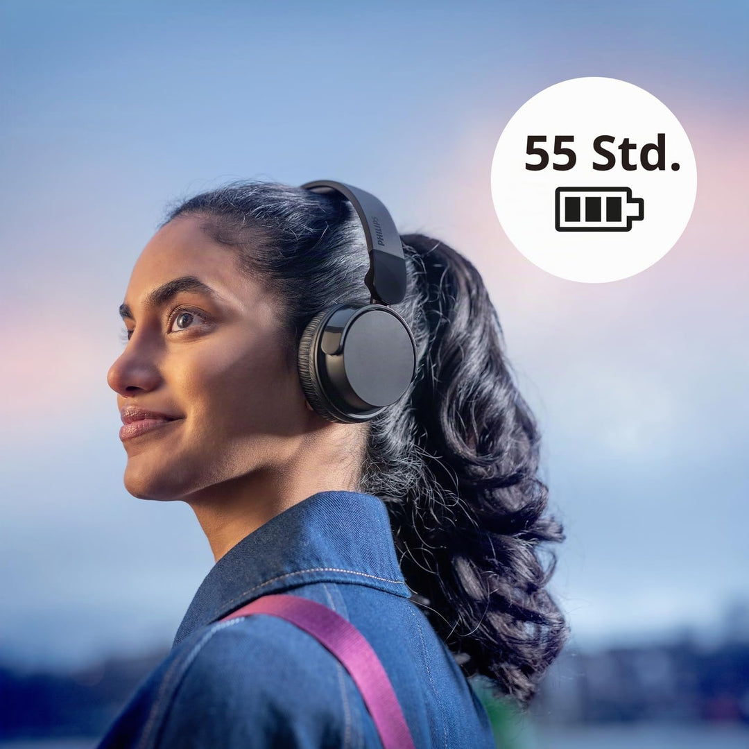 Philips TAH4209WH Leichter ohraufliegender kabelloser Bluetooth-Kopfhörer mit passiver Geräuschisoli