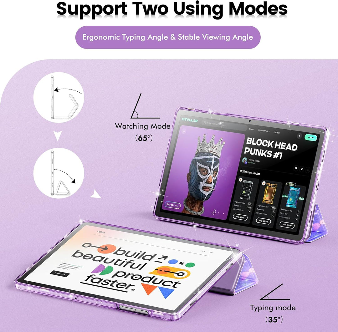 INFILAND Hülle für Samsung Galaxy Tab A11+/A9+11 Zoll (2023/2025),Glitzernde Schutzhülle mit funkeln