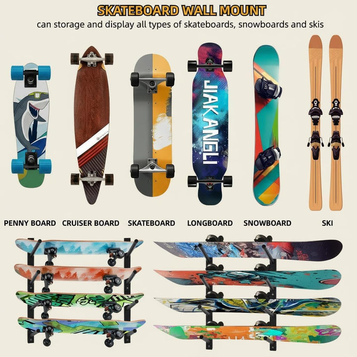 Bijun Wandhalterung für Skateboards, Wandaufsteller für Snowboard, Wandhalter für Ski, Horizontal, W