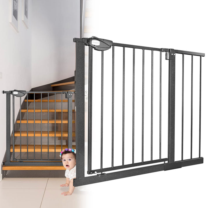 JOIEYOU Treppenschutzgitter ohne Bohren, 95-105 cm Türschutzgitter Treppengitter für Kinder und Haus