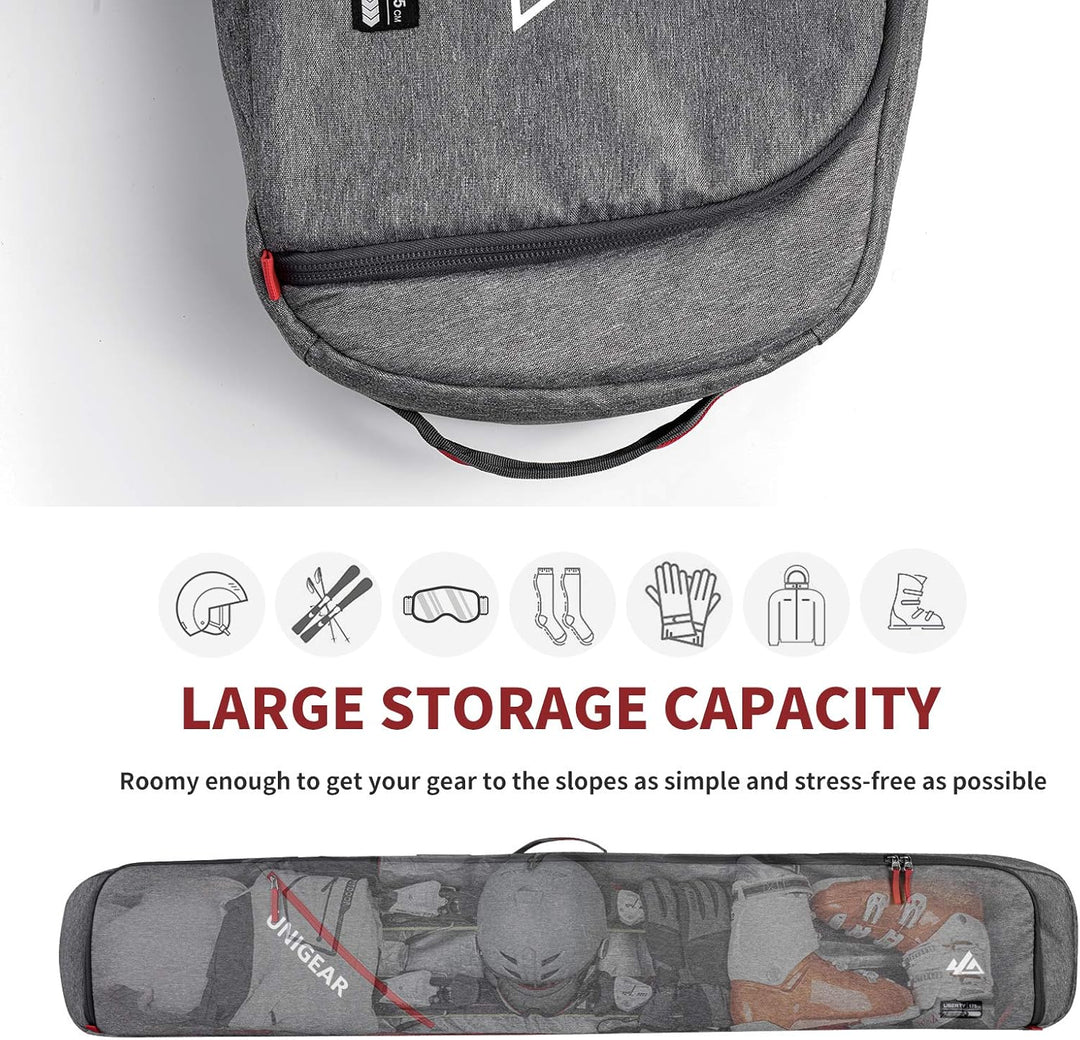 Unigear Skitasche Doppelt gepolstert, Snowboardtasche, Langlauf-Ski-Tasche für 1 – 2 Paar Ski 165/17
