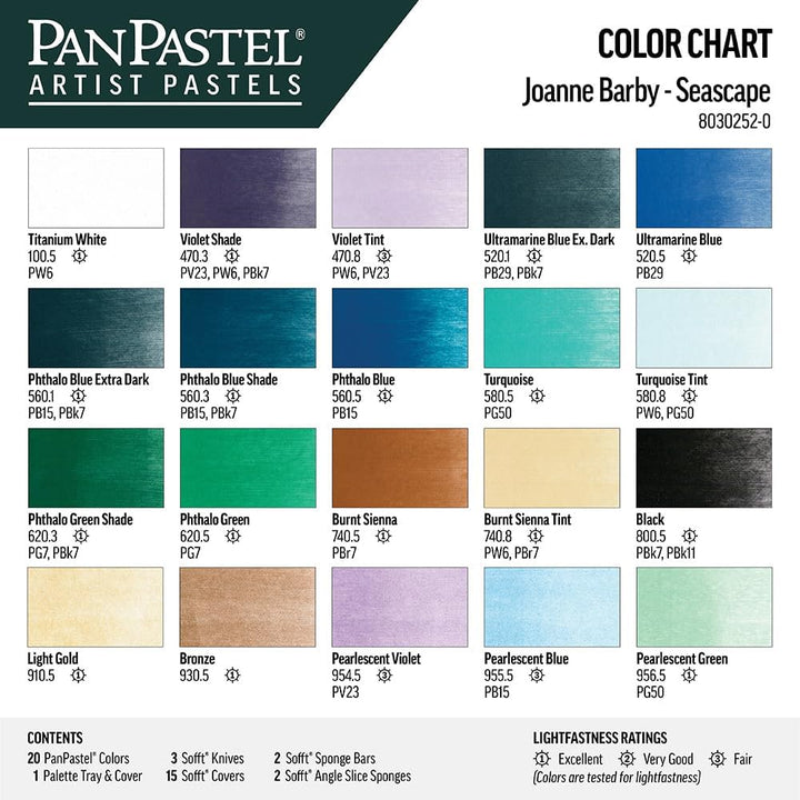 PanPastel Seascape Painting Set with Joanne Barby 20 Colors + Palette & Tools