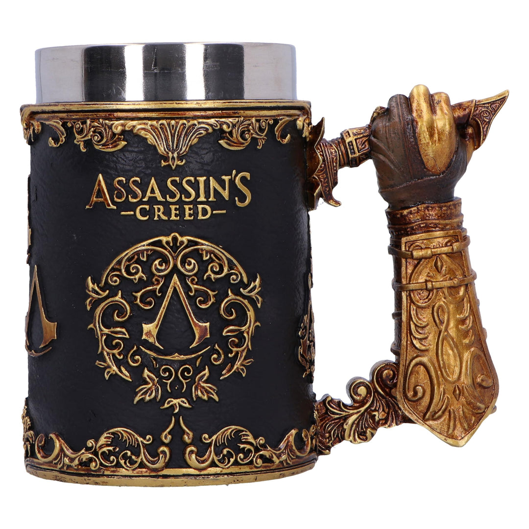 Nemesis Now Assassin's Creed Through The Ages Bierkrug, 15,5 cm, Harz, Schwarz/Gold, offizielles Ass